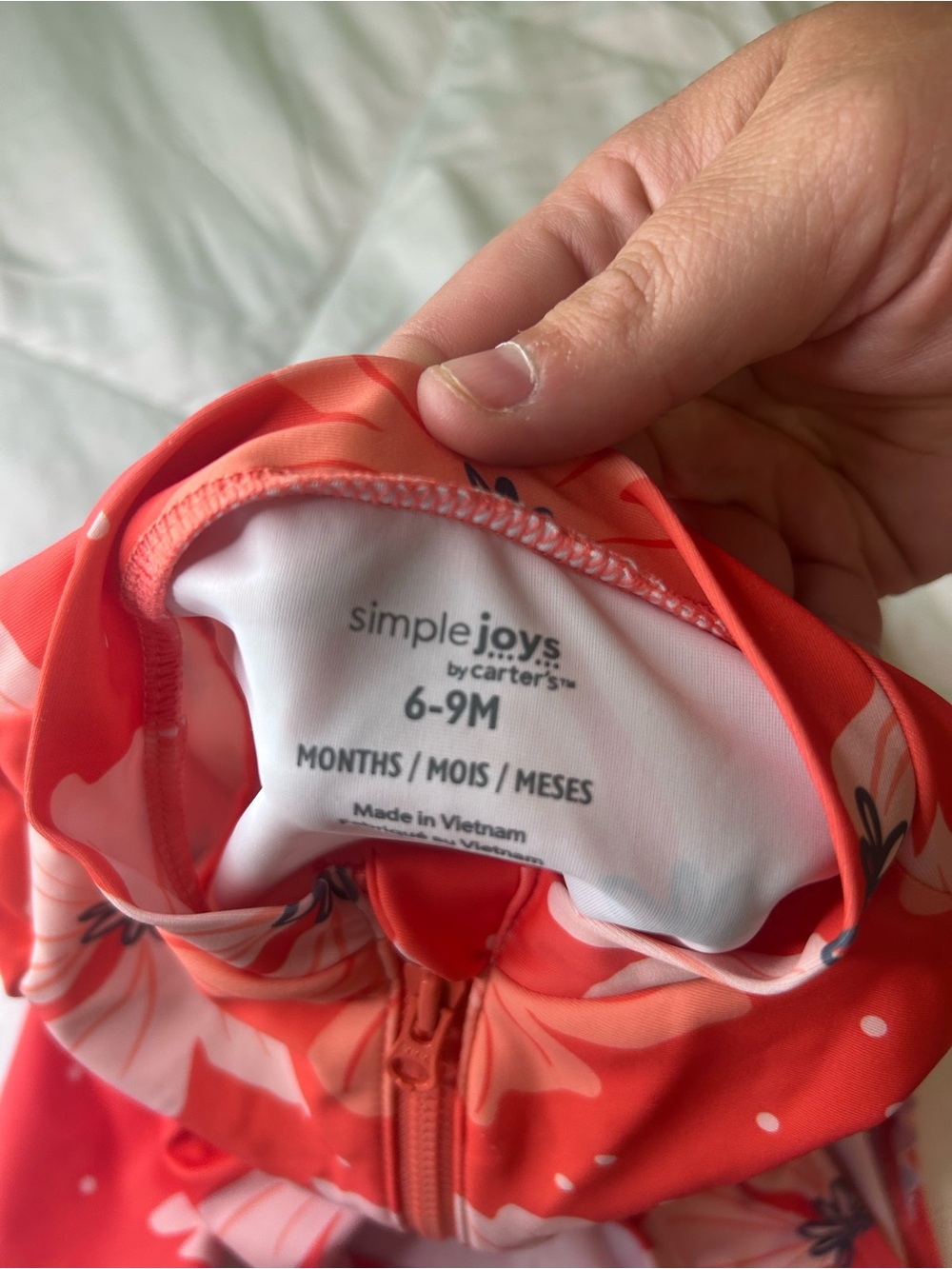 simple joys by Carter's Coral Floral Infant Zip-Up Swim Cover size 6-9M